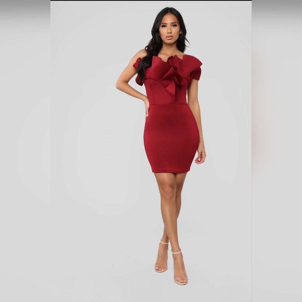 Fashion Nova Seductive Wine Dress - Burgundy, Sz: XL
